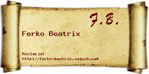 Ferko Beatrix névjegykártya